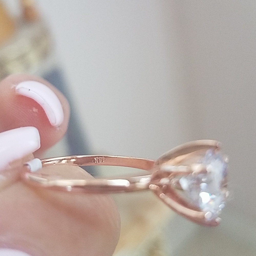 14k Rose Gold 2ct Round Engagement Ring 3 4 5 6 7 - Picture 8 of 11